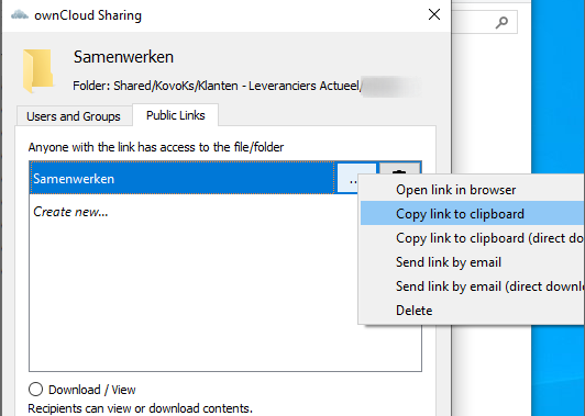 owncloud publiclink